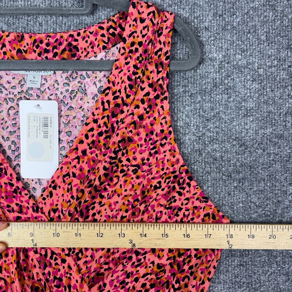 NEW Evereve Allison Joy Glenna Wrap Dress Size S Pink Animal Sleeveless Maxi - Picture 4 of 10